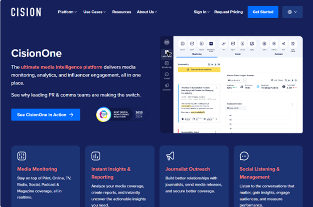 تصویر ابزار Cision یکی از ابزارهای دیجیتال پی آر