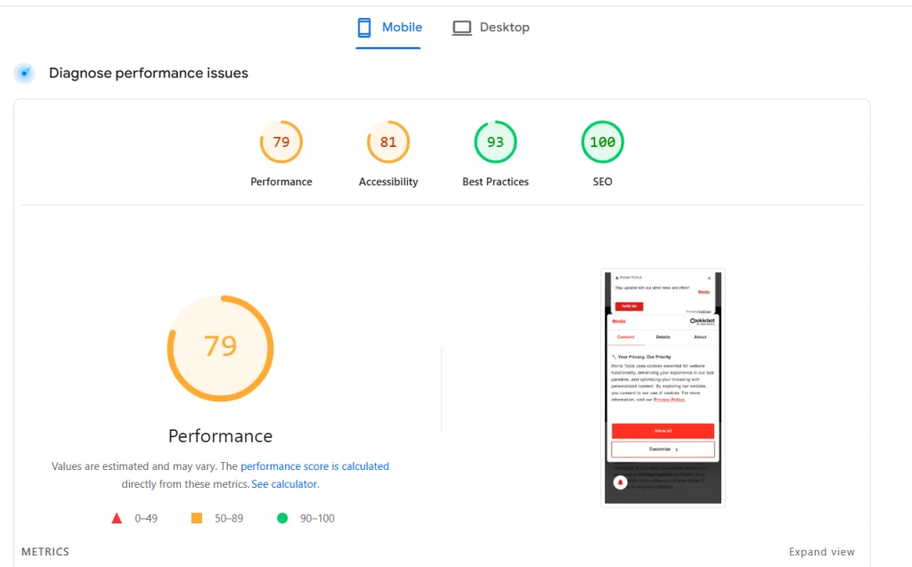 ابزار PageSpeed Insights