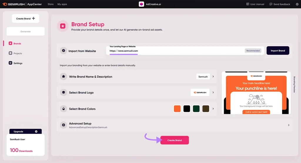 داشبورد AdCreative.ai